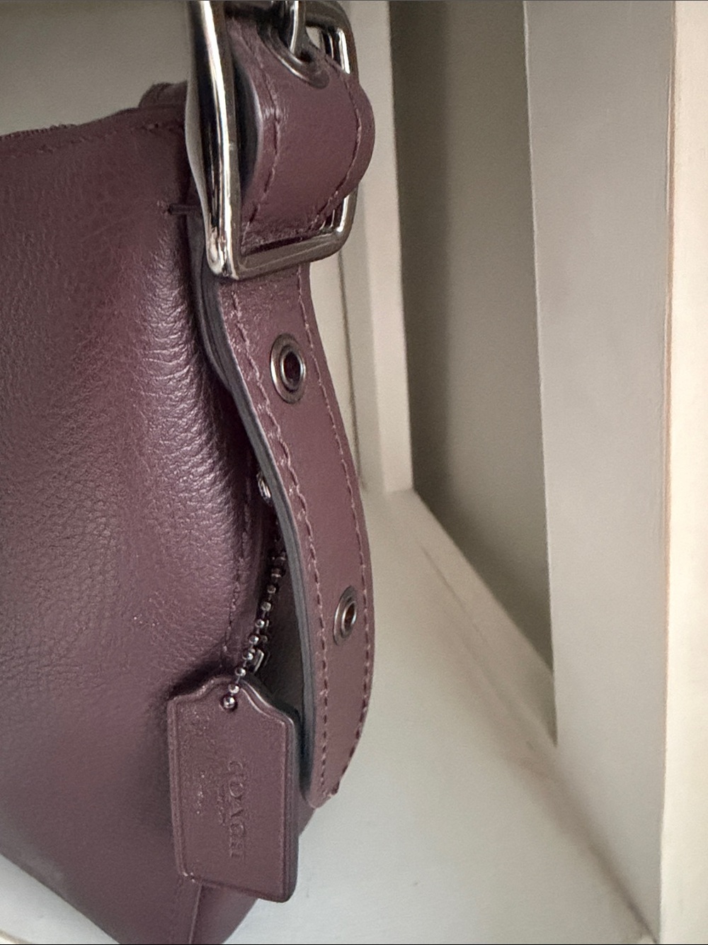 Coach Pebbled Leather Crossbody Bag in Deep Burgundy - Picture 3 of 4